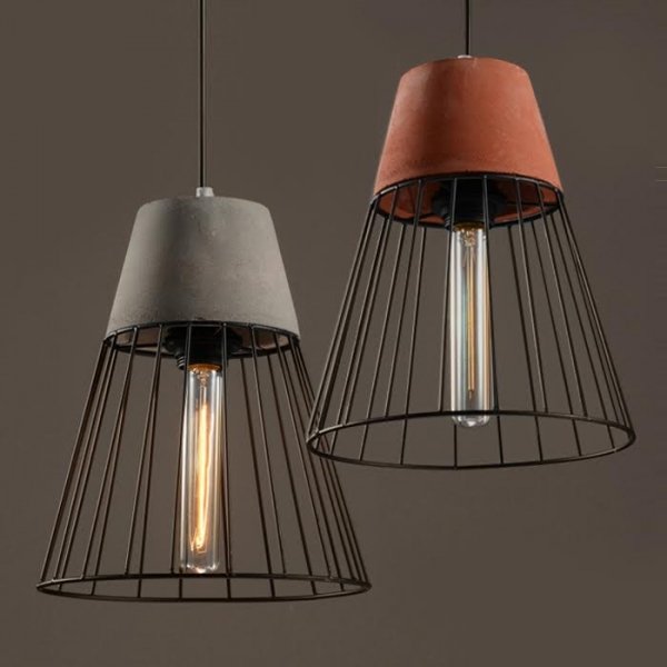 Подвесной светильник Cement Droplight Pendant Light cone Серый Красный Черный в Самаре | Loft Concept 