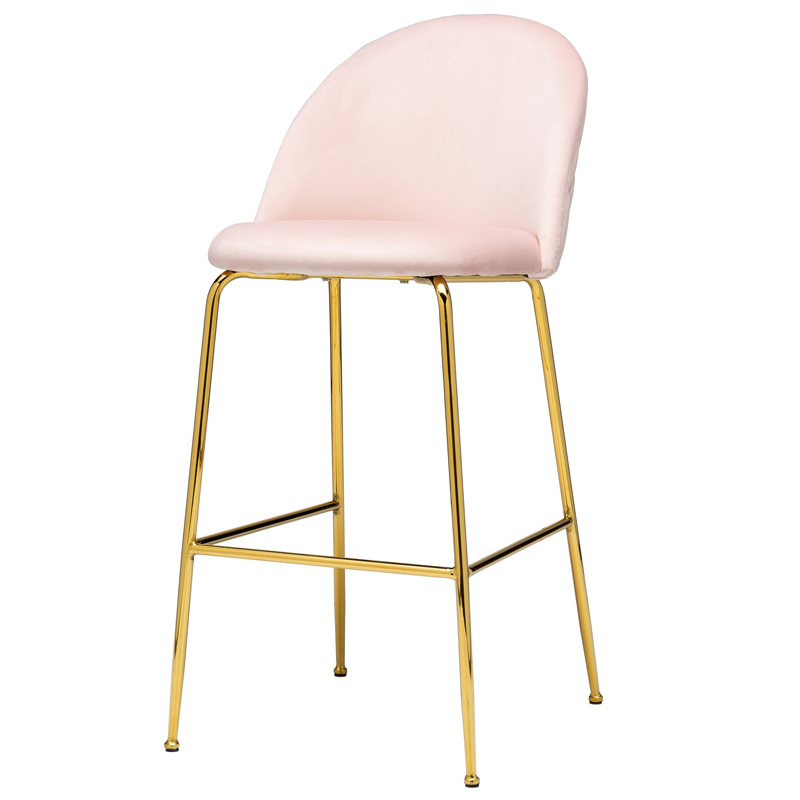 Барный стул Vendramin Bar Stool pink Розовый пастельный Глянцевое золото в Самаре | Loft Concept 