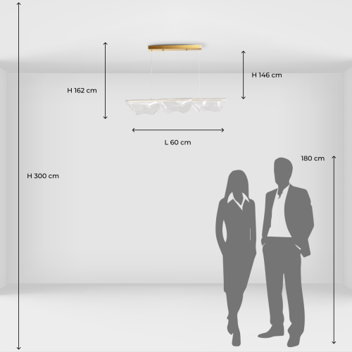 Люстра линейная с 3-мя белыми волнистыми плафонами Wave Line в Самаре