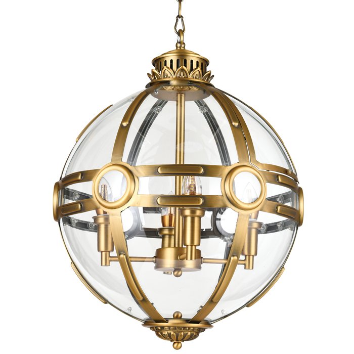 Люстра Eichholtz Lantern Hagerty Brass Прозрачное Стекло Латунь в Самаре | Loft Concept 