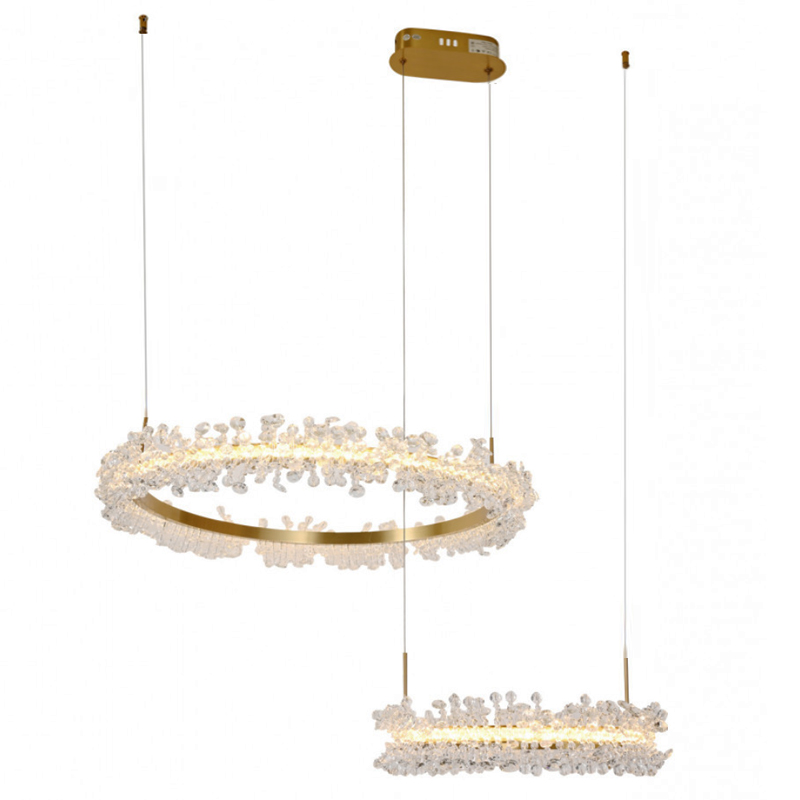 Люстра Crystal round chandelier 2 кольца Латунь Прозрачный Латунь в Самаре | Loft Concept 