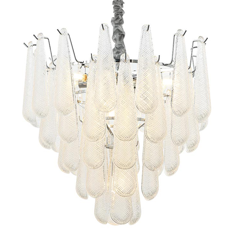 Люстра Textured Glass Drops Chandelier 13 Хром Белый в Самаре | Loft Concept 