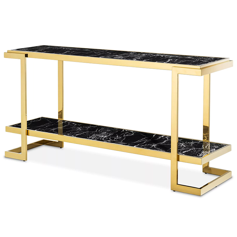 Консоль Eichholtz Console Table Senato Черный Мрамор Nero Глянцевое золото в Самаре | Loft Concept 