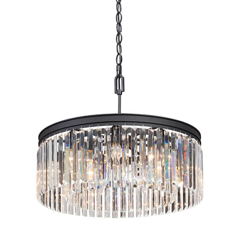 Люстра RH Rhys Clear Glass Prism Round Chandelier 60 Черный матовый Прозрачное Стекло в Самаре | Loft Concept 