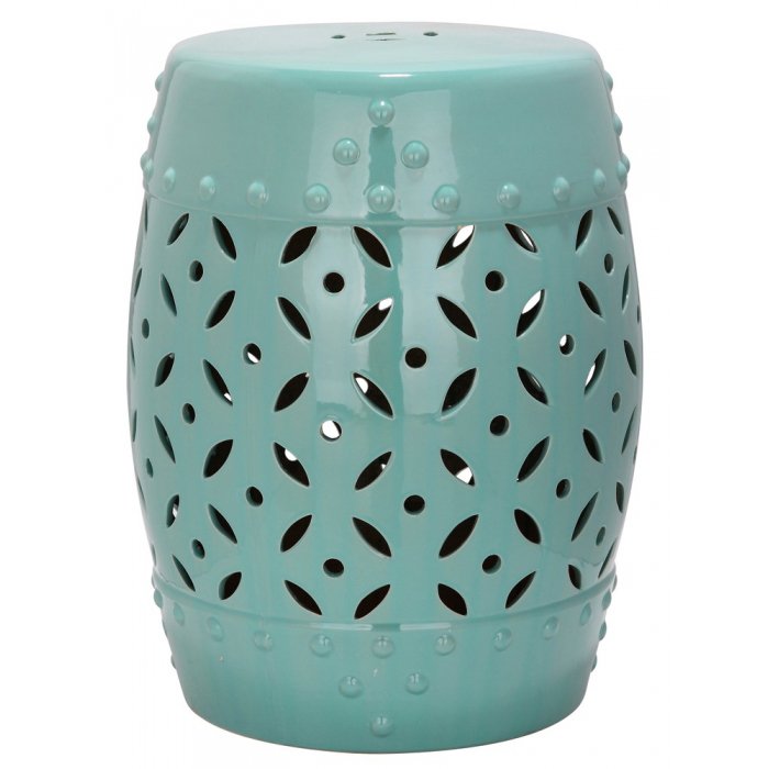 Керамический табурет Coin Lattice Garden Stool - Light Blue Голубой пастельный в Самаре | Loft Concept 