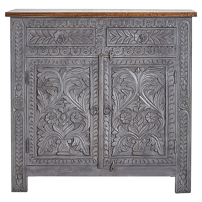 Комод Indian Antique White Furniture Chest of Drawers Ganika серый Серый Коричневый в Самаре | Loft Concept 