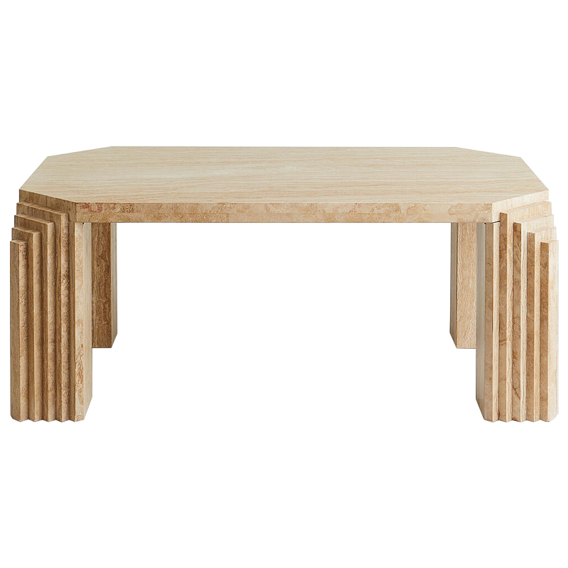 Кофейный стол Caleb Travertine Coffee Table Бежевый Коричневый в Самаре | Loft Concept 