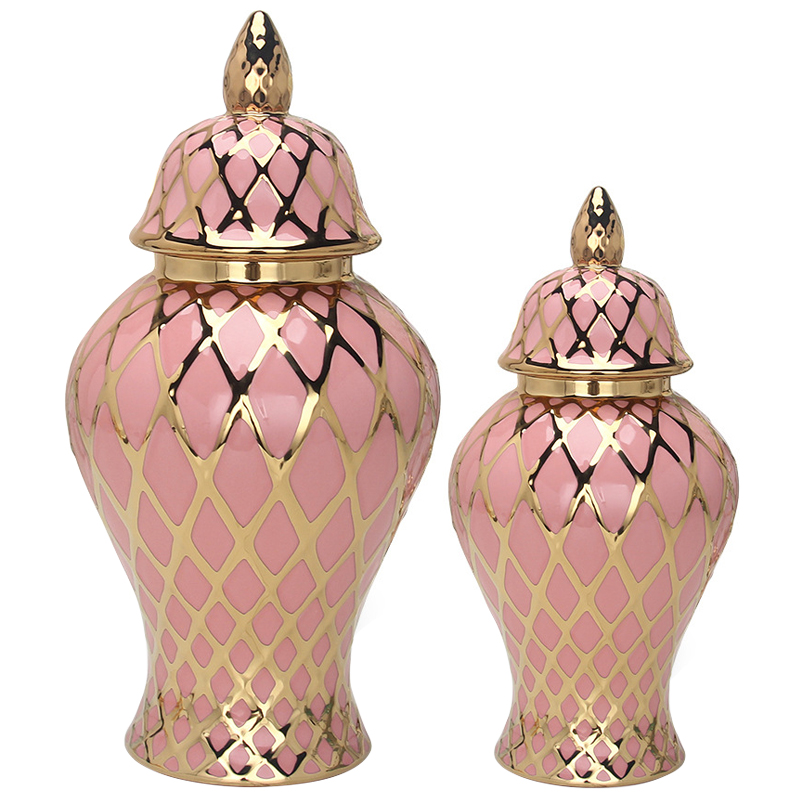 Ваза с крышкой Gold Ornament Pink Vase Розовый Золотой в Самаре | Loft Concept 