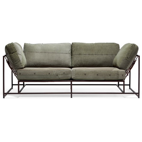 Двухместный диван Olive Military Two Seat Sofa Оливковый в Самаре | Loft Concept 