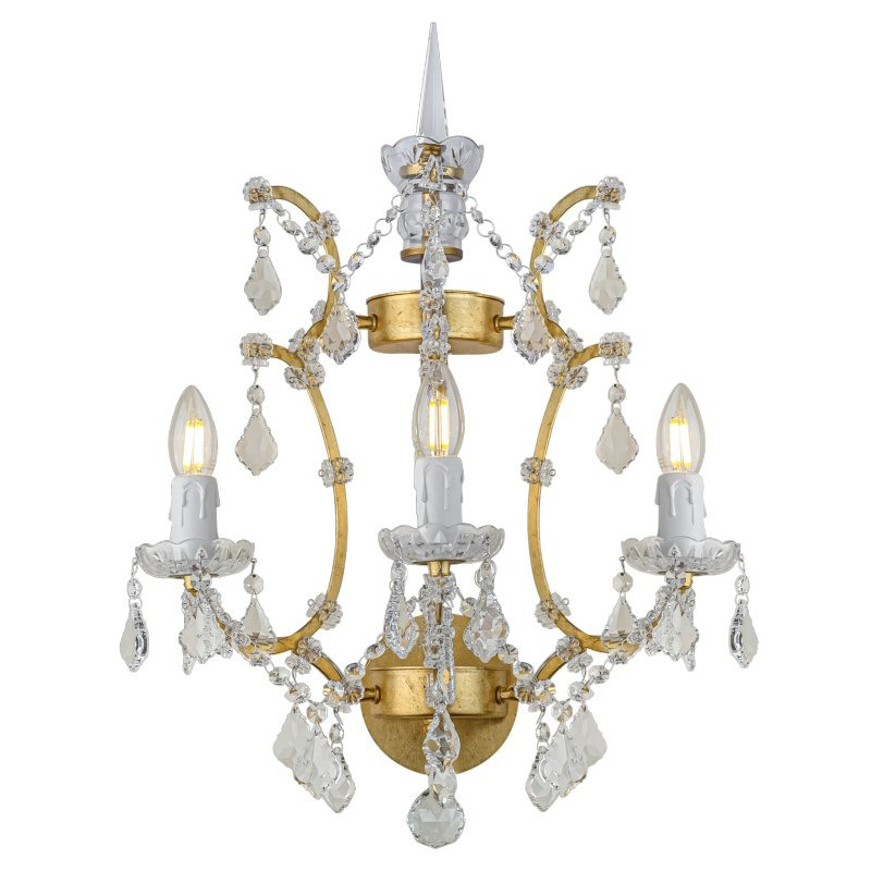 Бра 19th c. Rococo IRON & CLEAR CRYSTAL Gold Wall Lamp Золотой Прозрачное Стекло в Самаре | Loft Concept 