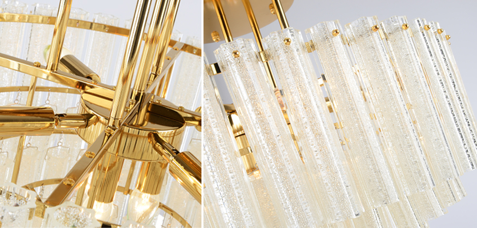 Люстра потолочная на штанге Textured Glass Chandelier Люстра потолочная на штанге Textured Glass Chandelier - Loft-Concept в Самаре