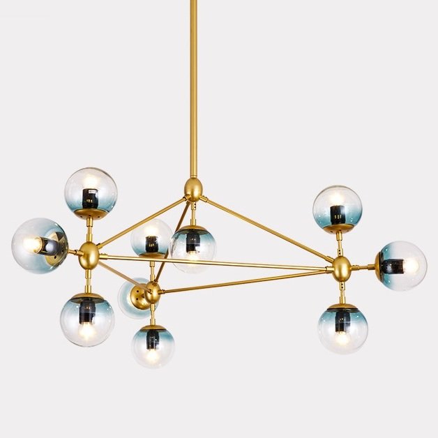 Люстра Modo Chandelier Globes Blue Ambre Gold Золотой в Самаре | Loft Concept 