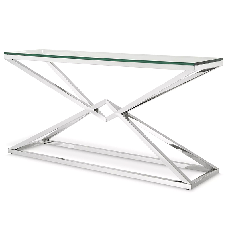 Консоль Eichholtz Console Table Connor L Chrome Хром Прозрачное Стекло в Самаре | Loft Concept 