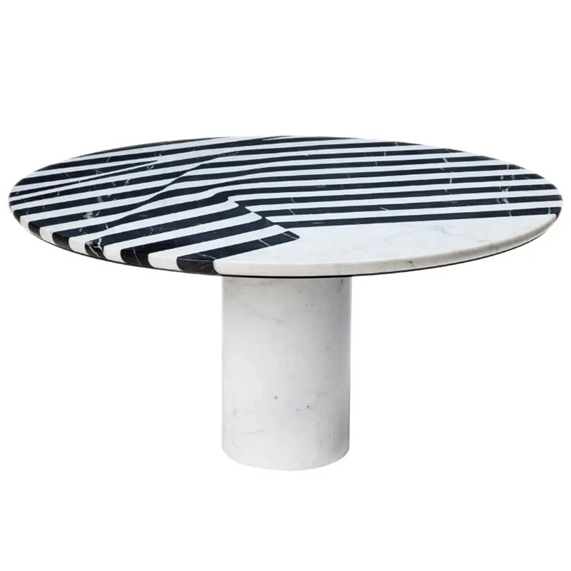 Обеденный стол Safwan Black and White Stripes Dining Table Черно-белый Белый Мрамор Bianco Черный Мрамор Nero в Самаре | Loft Concept 