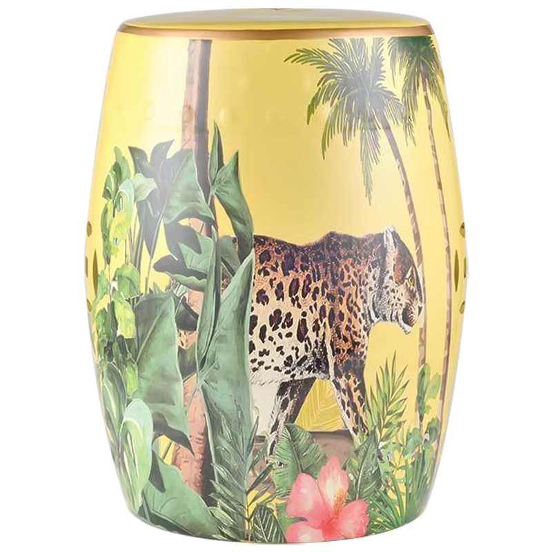 Керамический табурет Leopard Tropical Animal Ceramic Stool Yellow Желтый Коричневый Зеленый в Самаре | Loft Concept 