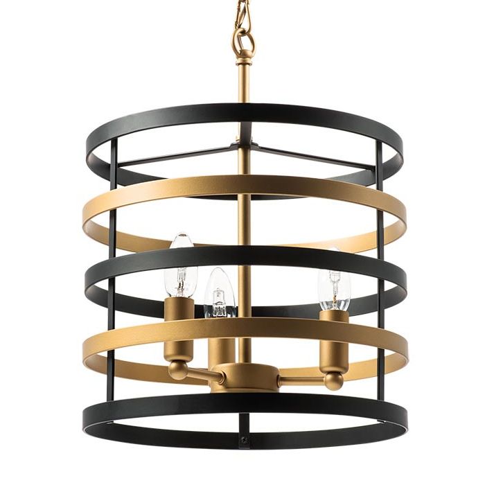 Люстра Gold Stripes Chandelier 3 Черный Золотой в Самаре | Loft Concept 