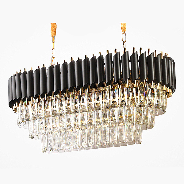 Люстра Empire Black Rectangular Chandelier Crystal Черный Золотой Прозрачный в Самаре | Loft Concept 