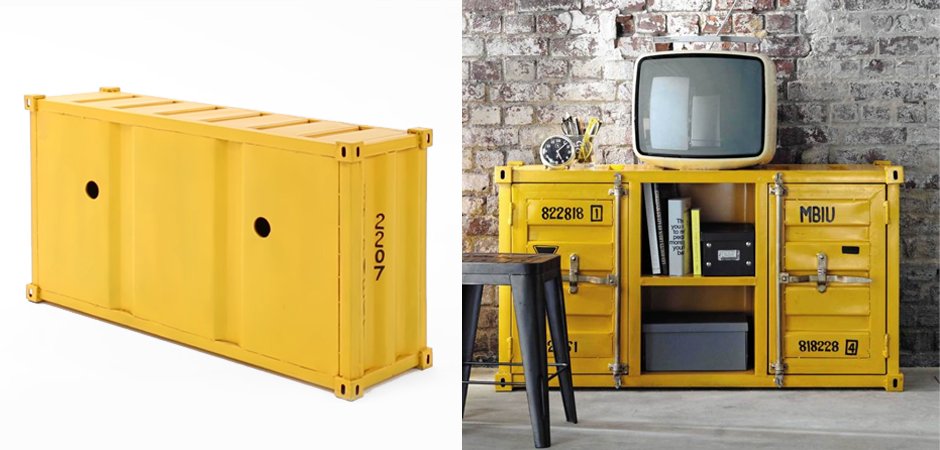 ТВ тумба морской контейнер Loft TV container yellow ТВ тумба морской контейнер Loft TV container yellow - Loft-Concept в Самаре