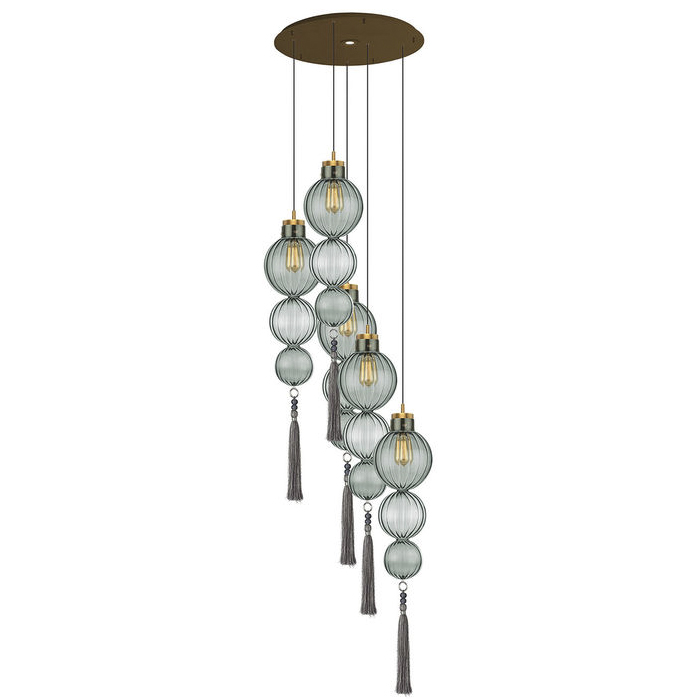 Люстра Heathfield Lighting - Medina Circle 5 Chandelier Хром Латунь Прозрачный Коричневый Голубой в Самаре | Loft Concept 