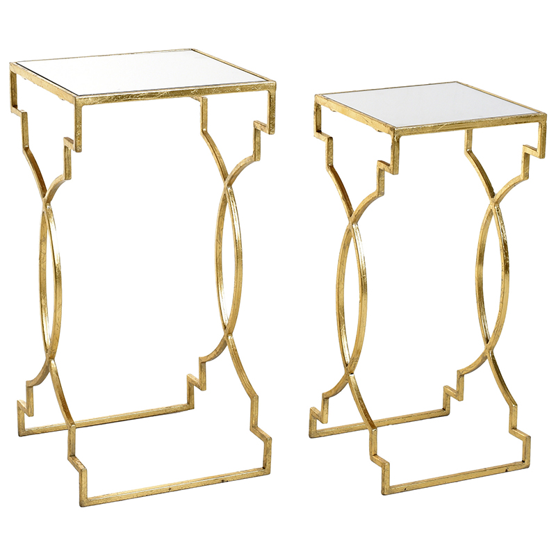 Комплект приставных столов Cowan Side Tables Золотой Прозрачный в Самаре | Loft Concept 