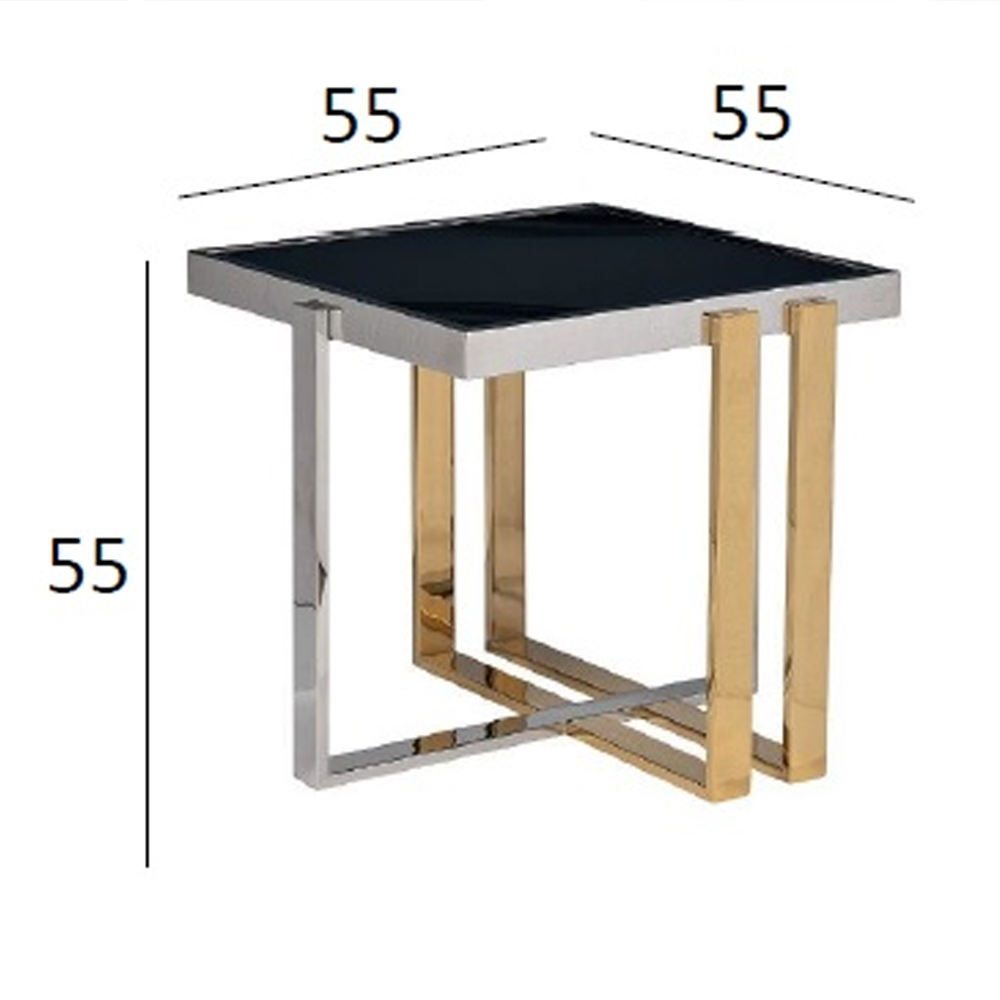 Столик журнальный квадратный с основанием в оттенках хром и золото Harmony Color and Shapes в Самаре