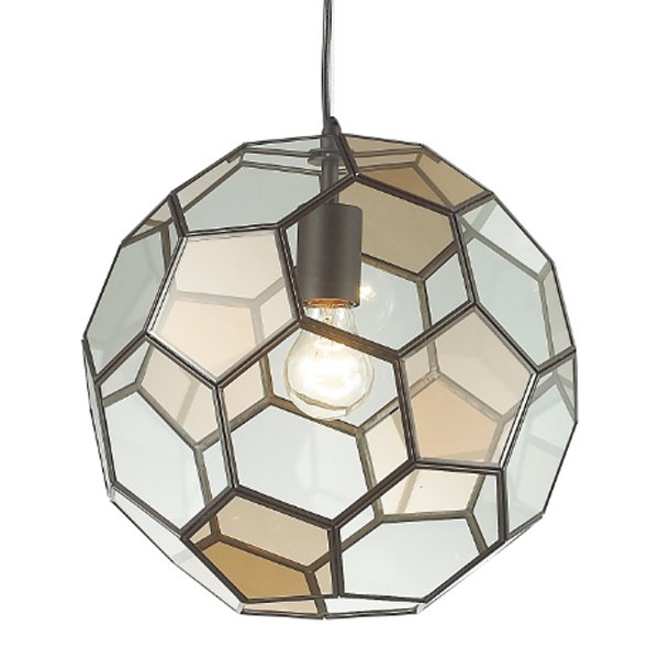 Подвесной светильник Glass & Metal Cage Pendant Globe Multi Прозрачное Стекло Янтарь (Amber) Черный в Самаре | Loft Concept 