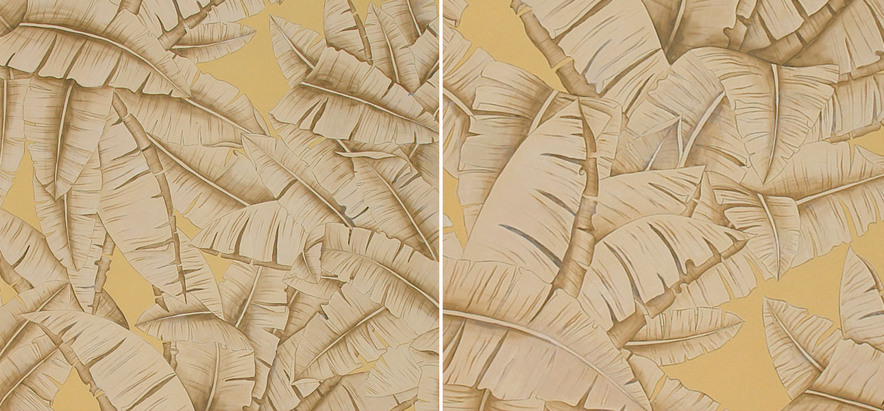 Обои ручная роспись Palms Sand on dyed paper - фото