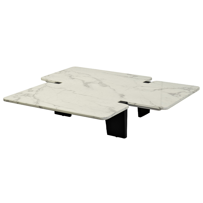 Кофейный стол Lewys Marble Coffee Table Белый Мрамор Bianco Коричневый в Самаре | Loft Concept 