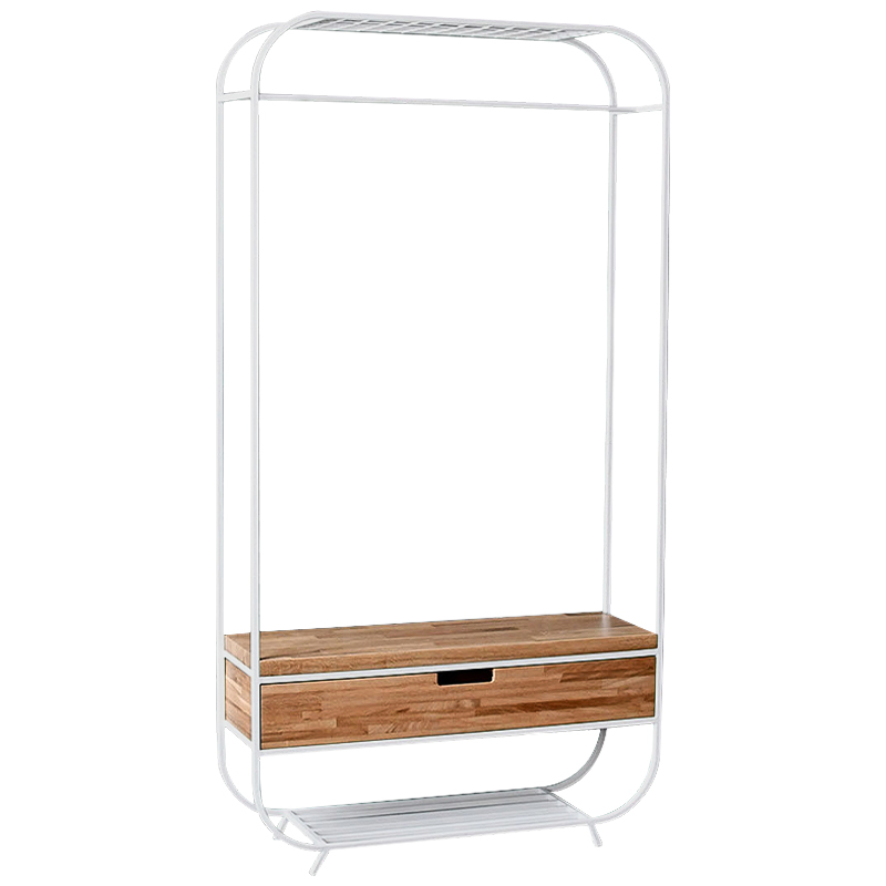 Рейл с выдвижным ящиком Ewing White Industrial Metal Rust Clothes Rail Белый Светлый дуб Рейл с выдвижным ящиком Ewing White Industrial Metal Rust Clothes Rail Белый Светлый дуб в Самаре | Loft Concept