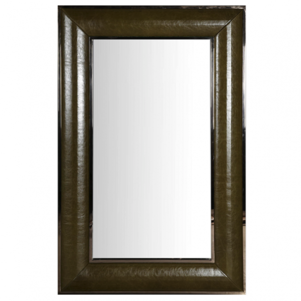 Зеркало настенное Leather Lux Mirror Square Oliva Оливковый в Самаре | Loft Concept 