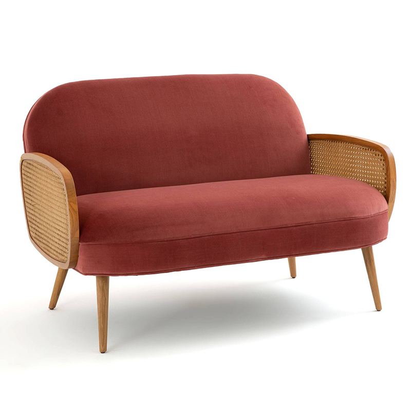 Диван Morten Wicker Crimson Sofa Малиновый Малиновый (Crimson) в Самаре | Loft Concept 