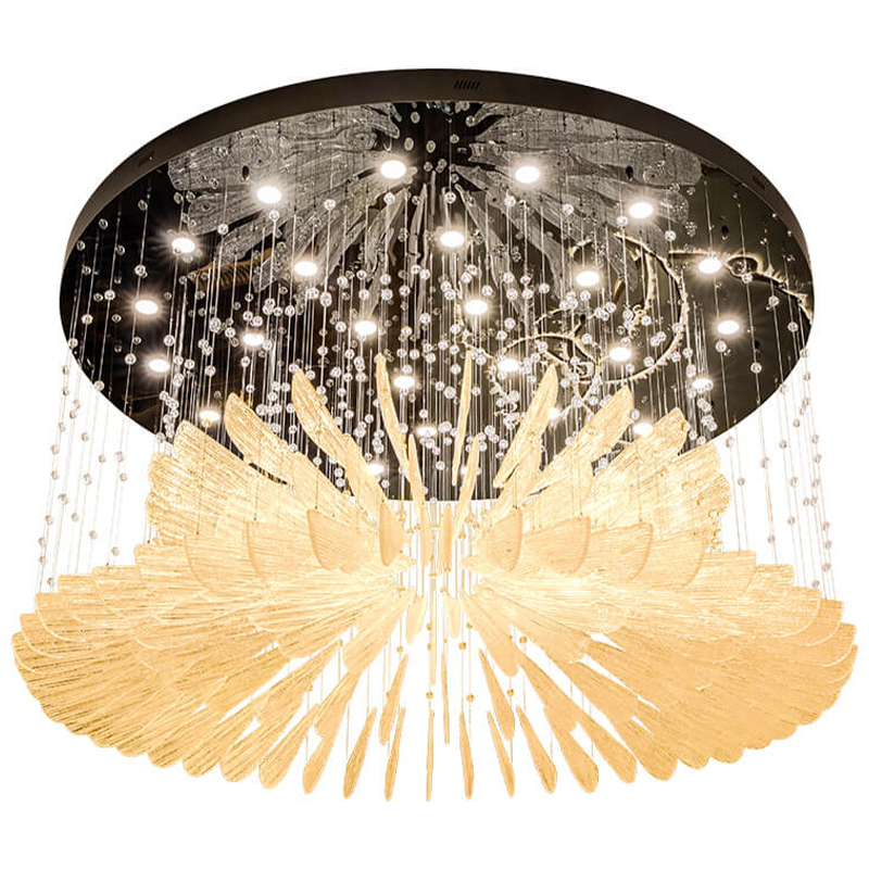 Большая круглая люстра с подвесками лепестки Gold Leaf Fall Light Chandelier Бронза Прозрачное Стекло Большая круглая люстра с подвесками лепестки Gold Leaf Fall Light Chandelier Бронза Прозрачное Стекло в Самаре | Loft Concept