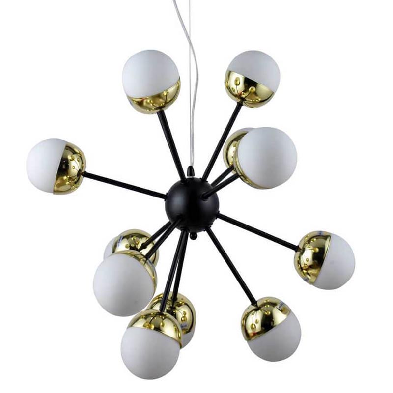 Люстра Sputnik White and Gold Globe Chandelier 12 Черный Золотой Белый в Самаре | Loft Concept 