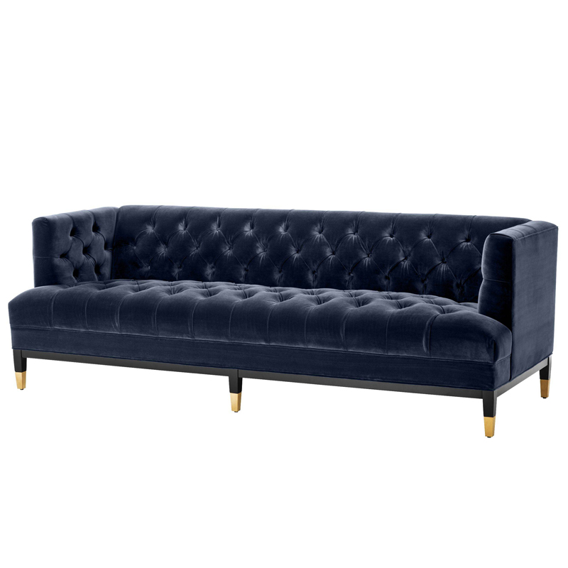 Диван Eichholtz Sofa Castelle midnight blue Темно-синий Черный Латунь в Самаре | Loft Concept 