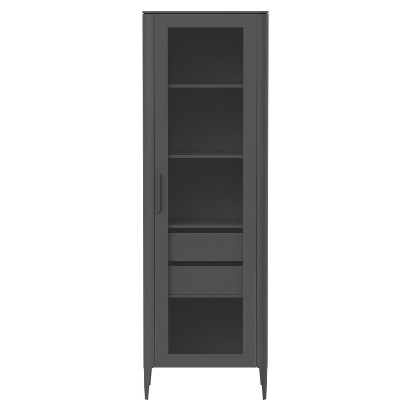 Витрина темно-серая со стеклянной дверью с 4-мя полками и 2-мя ящиками Type  Серый в Самаре | Loft Concept 