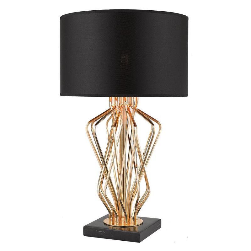 Настольная лампа Lester Table Lamp Черный Мрамор Nero Глянцевое золото в Самаре | Loft Concept 