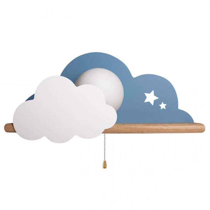 Бра с полкой голубое Облако Wall Lamp Blue Cloud Голубой Древесина в Самаре | Loft Concept 