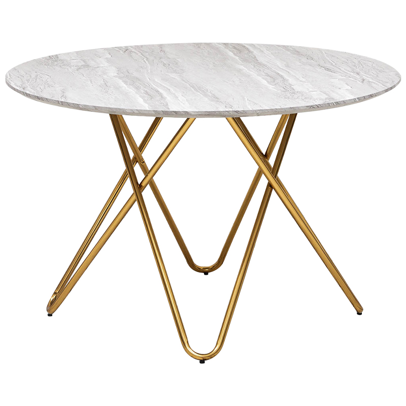 Обеденный круглый стол Alanis Round Dinner Table Золотой Белый Серый в Самаре | Loft Concept 