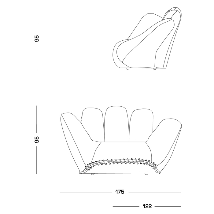 Дизайнерское кожаное кресло в форме руки Poltronova Joe Whip Armchair в Самаре