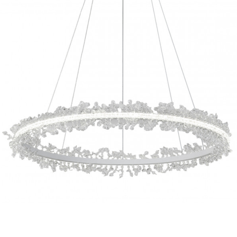 Crystal round chandelier Светильник Белое Кольцо из Хрусталя  Прозрачный Латунь в Самаре | Loft Concept 