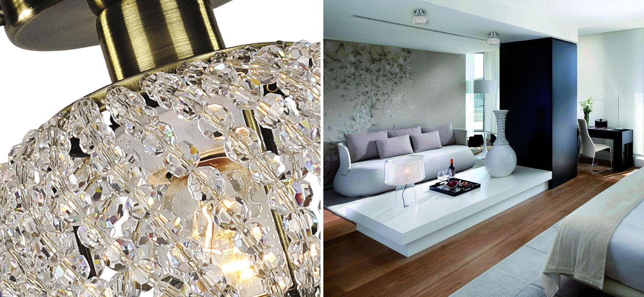 Потолочный светильник с плафоном из хрусталя Cocoon Bronze - фото