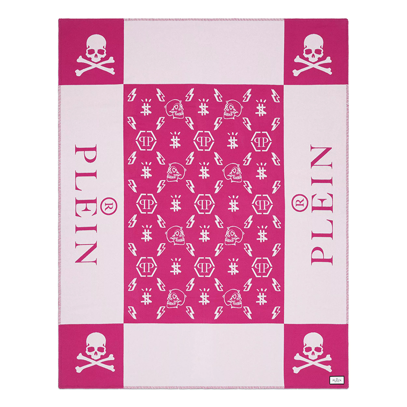 Плед Philipp Plein Plaid Cashmere Skull Pink Розовый Белый в Самаре | Loft Concept 