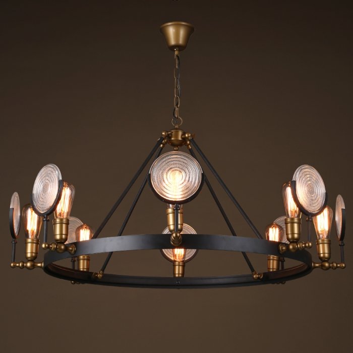 Люстра GASLIGHT LENS Chandelier 8 Черный в Самаре | Loft Concept 