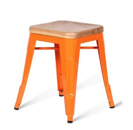 Кухонный стул Tolix Wood Seat Stool Черный Салатовый Нержавеющая сталь Красный Зеленый Желтый Голубой Белый Коричневый Оранжевый Древесина в Самаре | Loft Concept 