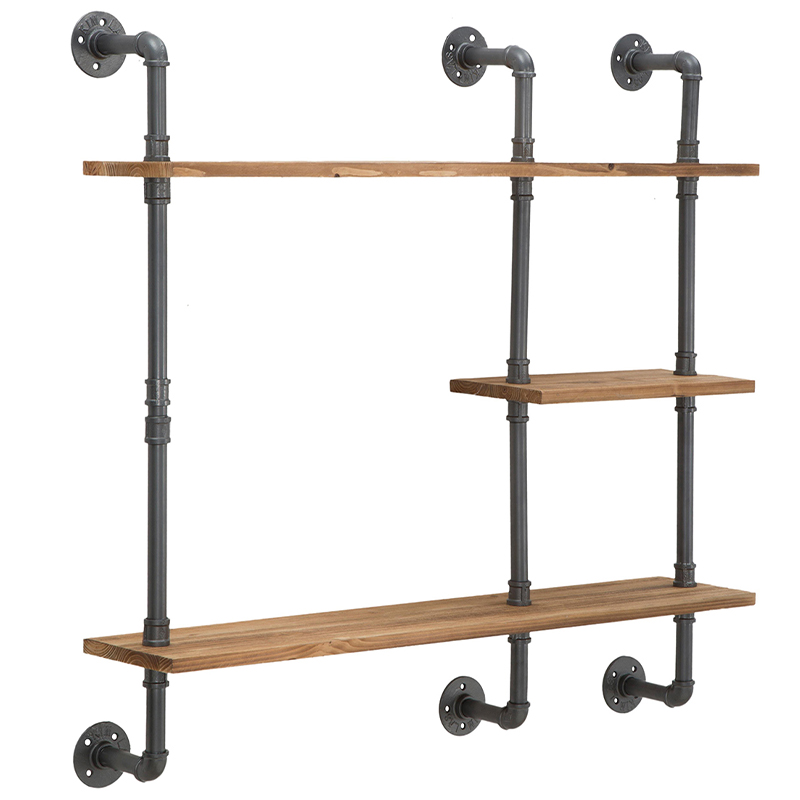 Полка Industrial Wood Metal Shelf Коричневый Серый в Самаре | Loft Concept 