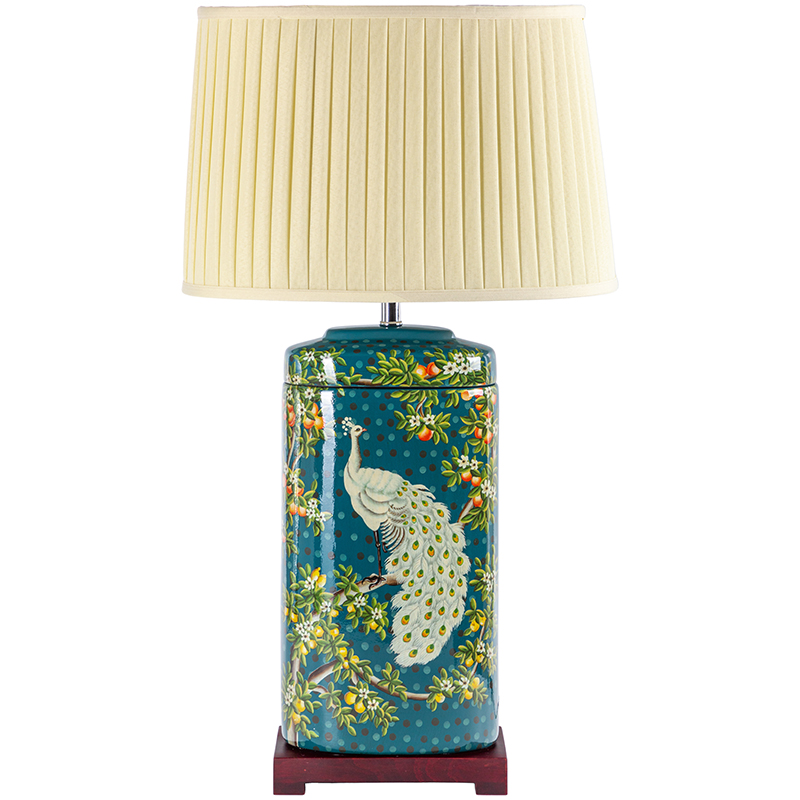 Настольная лампа White Peacock Lampshade Изумрудный Бежевый Мульти в Самаре | Loft Concept 