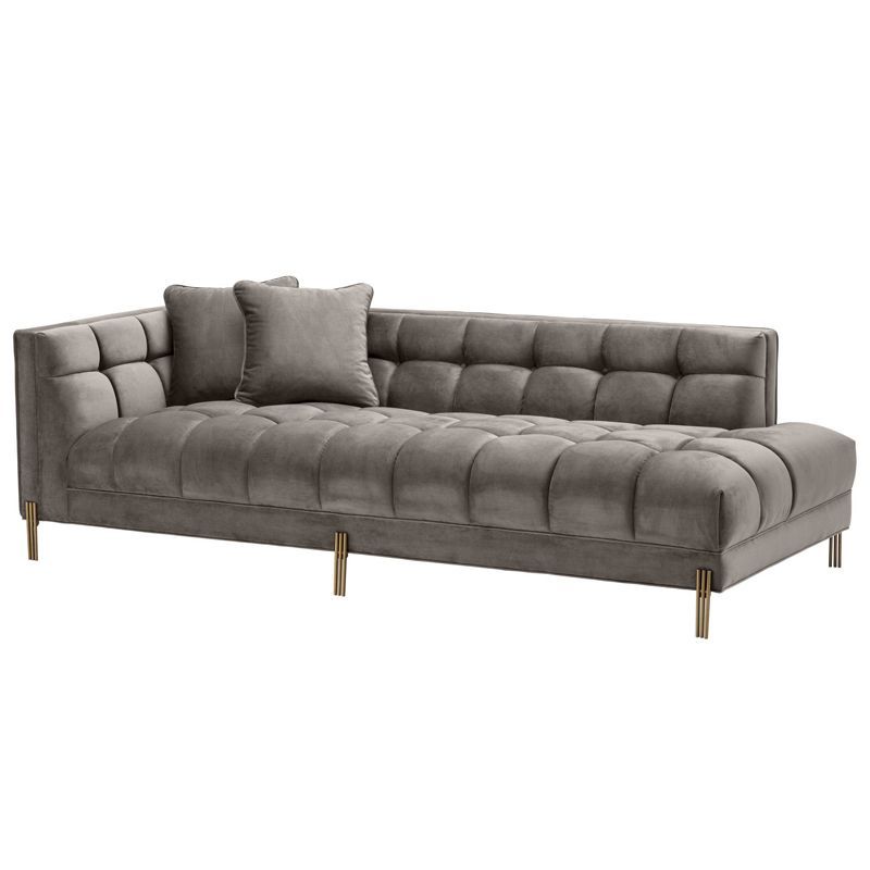 Кушетка Eichholtz Lounge Sofa Sienna Left Серый Матовая латунь в Самаре | Loft Concept 