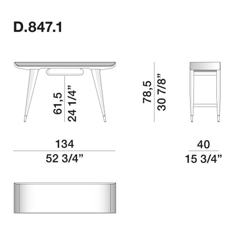 Дизайнерский рабочий стол из массива дерева Gio Ponti D.847.1 Writing Desk в Самаре