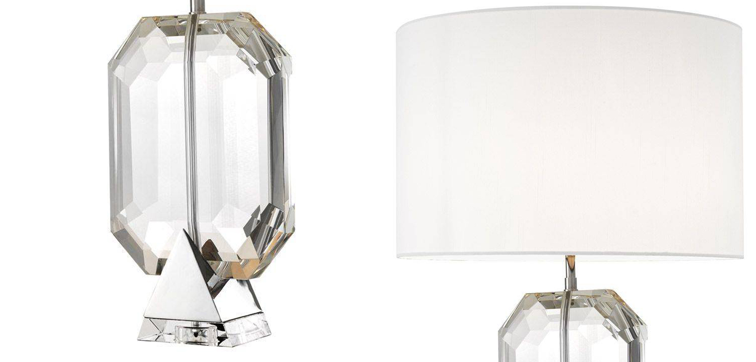 Настольная лампа Eichholtz Table Lamp Emerald Nickel & white - фото