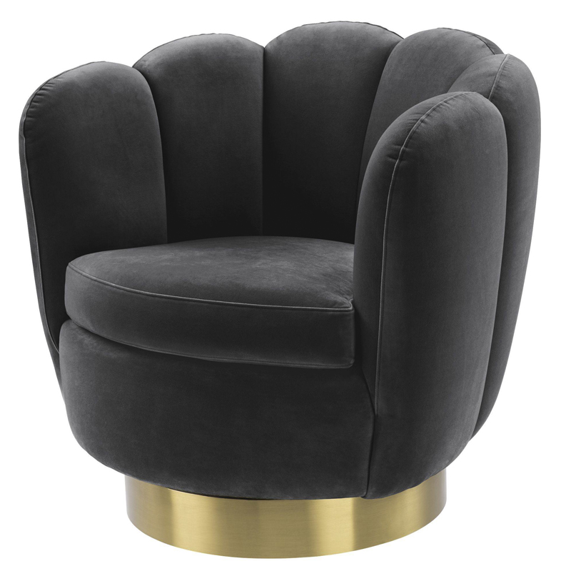 Кресло Eichholtz Swivel Chair Mirage dark grey Серый Матовая латунь в Самаре | Loft Concept 